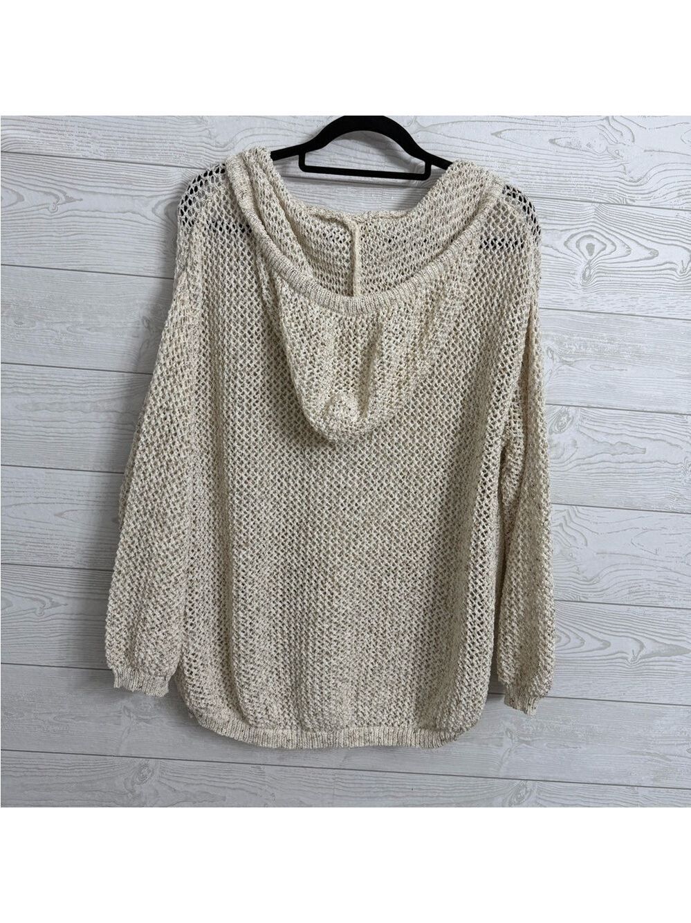 Vintage Havana Women’s Cream Crocheted Hoodie Sweatshirt Sweater. Size M - Picture 2 of 6